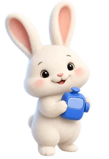 Pip, the bunny um counter, holding a tally clicker